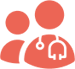 Orange icon of two doctors