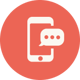 Orange icon with a phone and text bubbles