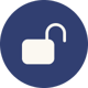 Blue unlocked lock icon. Blue unlocked lock icon.