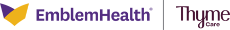 EmblemHealth logo next to Thyme Care logo