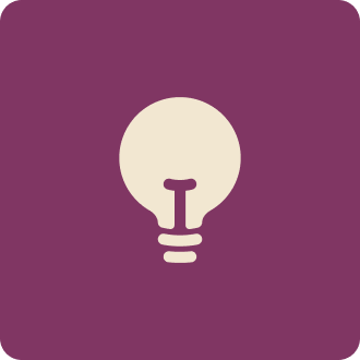 Burgundy icon of a lightbulb. 