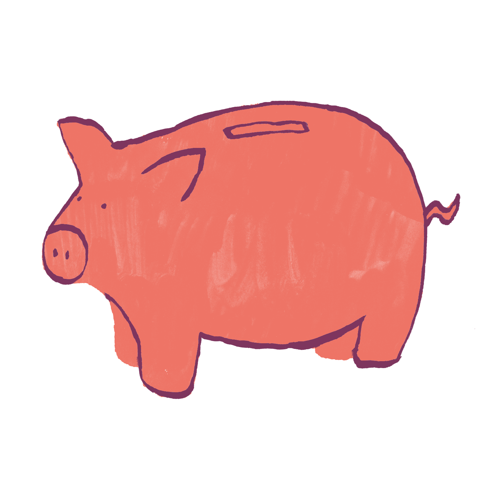 Whimsical illustration of a piggy bank