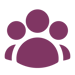 Purple icon of three people.
