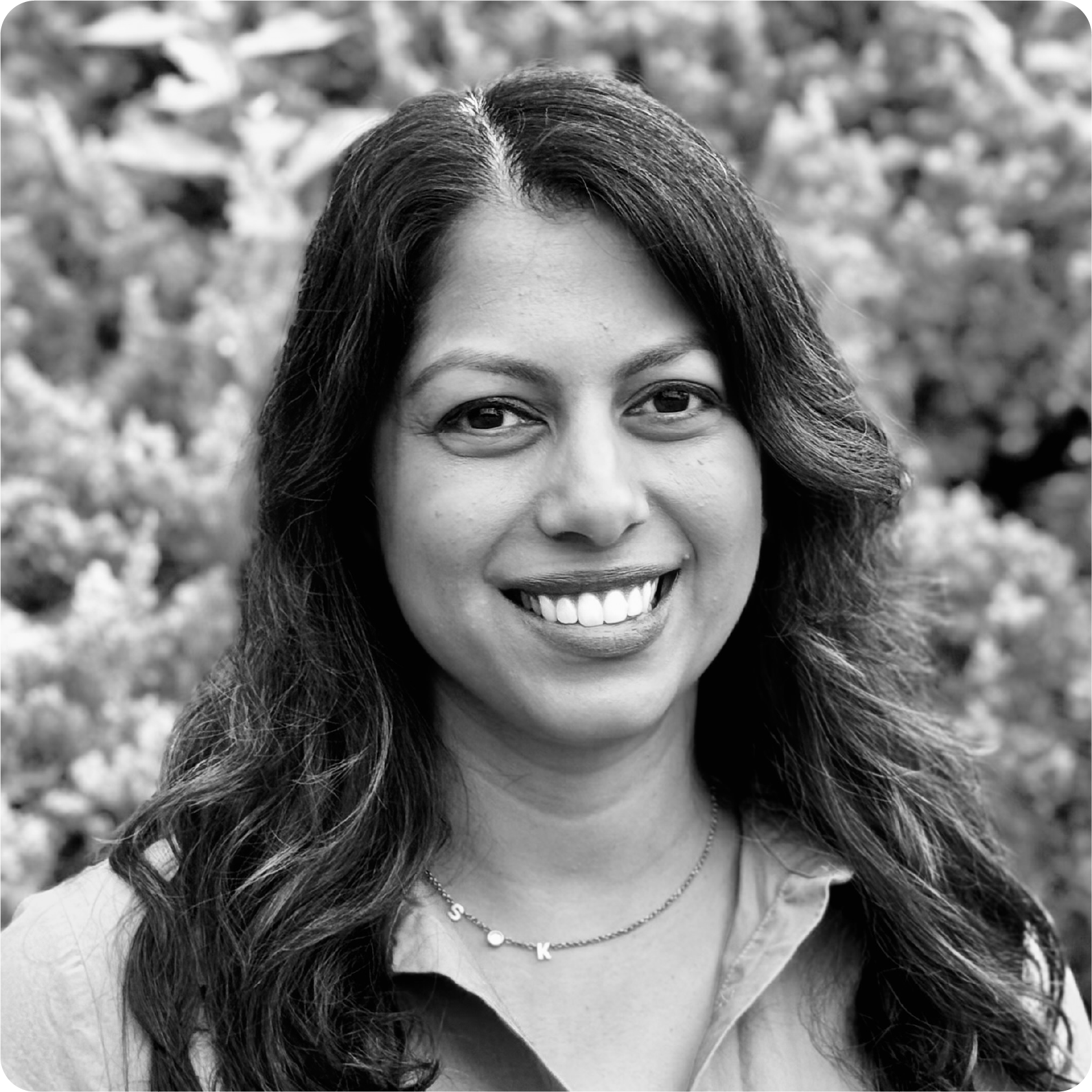 Nelia Jain headshot black & white